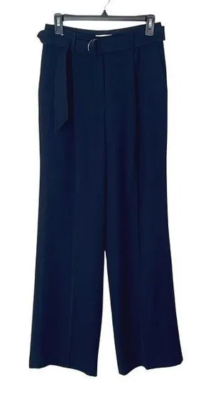 Babaton Aritzia Womens Wide Leg Belted Pleated Front Dress Pants Black‎ Size 4 thumbnail 1