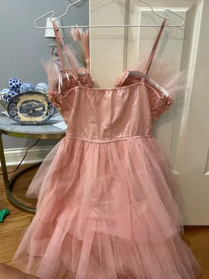 Triple Threads Boutique dress pink v neck floral fluffy thumbnail 2