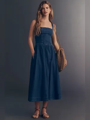 Reformation Janu Denim Midi Dress 10 thumbnail 8