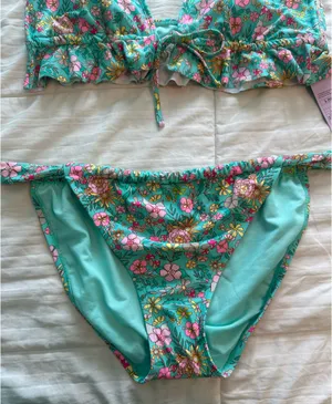 Wild Fable Teal Floral Bikini  thumbnail 4