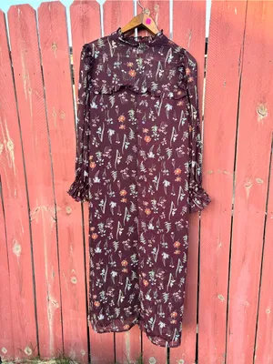 Eloquii Elements Floral Long Sleeve Midi Dress - Burgundy - size 16 thumbnail 11