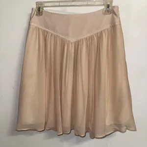 NWT $88 Anthropologie x Odille Pink Chiffon Lined V-Shaped Yoke Waist Skirt 4 thumbnail 1