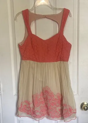 Flying Tomato Coral and Cream Dress thumbnail 1