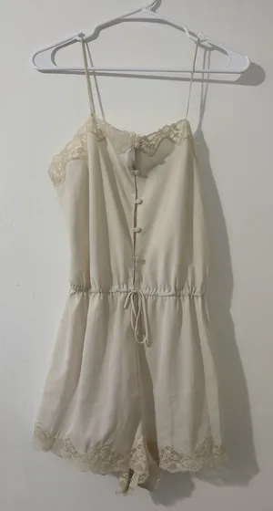 Vintage Victoria's Secret Satin One-Piece Lace Y2K Ivory thumbnail 1