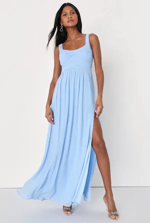 Lulus Light Blue Pleated Bridesmaids Dress thumbnail 3