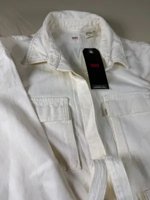 Levi's L93808 Womens White Ainsley Denim Utility Dress Size Small (NWT) thumbnail 17