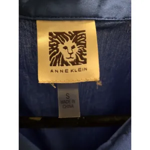 Anne Klein Royal Blue Utility Shirt Button Up Roll Tab Sleeve Zip Pocket Women S thumbnail 2