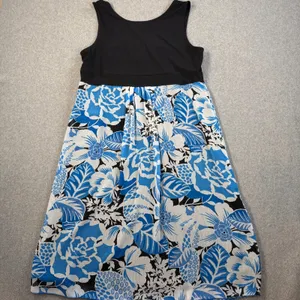 josephine Women's Size 10 Black Blue White Tropical Floral Sleeveless Midi Dress thumbnail 11