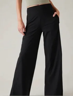 Ashleta wide leg high waisted black pant trouser 0P casual corpcore quiet luxury thumbnail 1