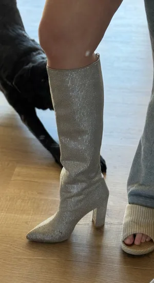 Rhinestone boots Silver Size 9 thumbnail 1