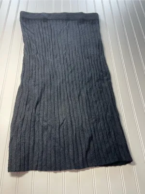 Aerie Black Ribbed Knit Midi Skirt Side Slit High Rise Sweater Skirt‎ Womens L thumbnail 5