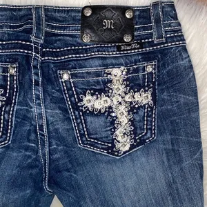Miss me 30 studded cross Dark Wash Women's Straight Leg Jeans - Blue thumbnail 6