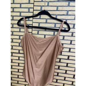 Aerie‎ Brown Ribbed Full Coverage One Piece Swimsuit Size Large thumbnail 3