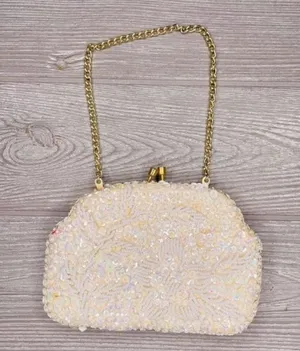 vintage beaded sequin safco clutch small formal bag / purse / wallet prom thumbnail 1