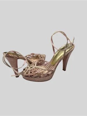 BCBGirls Rose Gold Textured Strappy Platform Heels thumbnail 2
