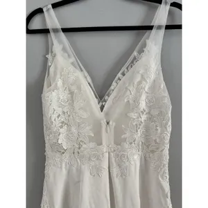 NWT Lulus Precious Promise White Satin Embroidered Lace Mermaid Maxi Dress Sz XS thumbnail 8