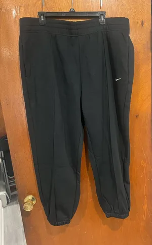 Nike Black Jogger Sweatpants with White Swoosh thumbnail 1