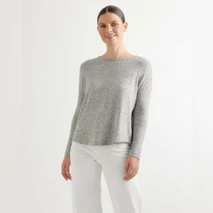 Quince Brushed Long Sleeve Lounge Tee in Heather Gray‎ thumbnail 8