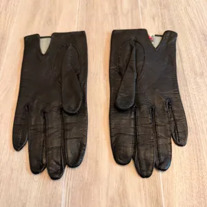 Dayne Taylor Leather Gloves Women S Black Excellent Silk Lined Made in Italy thumbnail 2