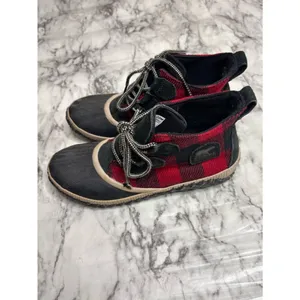 Sorel Out N’ About Plaid Buffalo Check Black Red Ankle duck Boots Lace up 8.5 thumbnail 3