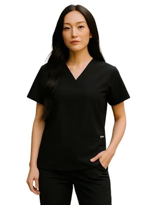 FIGS Casma Pocket Scrub Top Black Large V-Neck Technical Collection Women's Sm thumbnail 1