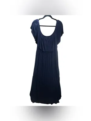 Sweet Lovely by Jen Navy Blue Maxi Dress 1XL Flutter Sleeve Stretch Boho thumbnail 4