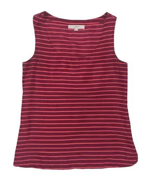 LOFT‎ Red Orange Striped Sleeveless Blouse Size XS thumbnail 1