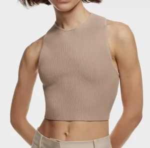 NWT aritzia babaton sculpt knit racer cropped tank fluent taupe xs sold out thumbnail 2