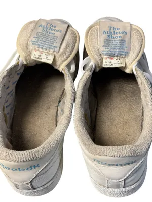 Reebok Women’s Club C 85 Chalk/Sky Blue Leather Sneakers Sz 8 38.5 Well Worn thumbnail 7