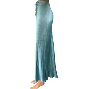 BEC & Bridge Blue Silk Satin High Waisted Pull On Pencil Midi Slip Skirt Size 4 thumbnail 2