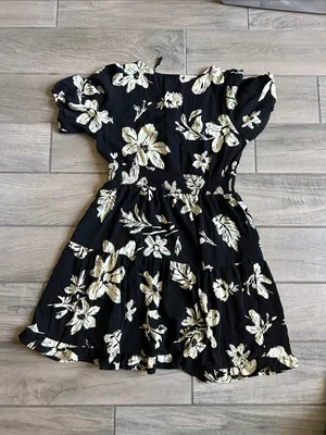 Women's Black Floral Mini Dress thumbnail 4