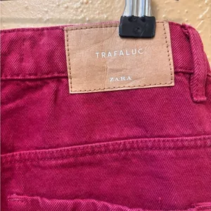Zara Trafaluc Mom Fit Jeans Magenta Pink High Waisted Tapered Denim Size 00 NEW thumbnail 2