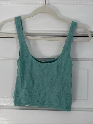 Anthropologie Mint Textured Floral Tank thumbnail 3