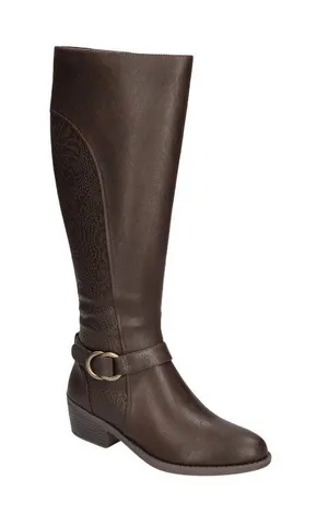 NEW Easy Street Knee High Cowgirl Riding Boots Brown / Brown Embossed 9.5M thumbnail 1