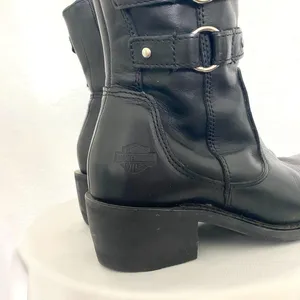 Harley-Davidson Piper double harness buckle moto riding boots Black Leather 6.5 thumbnail 3