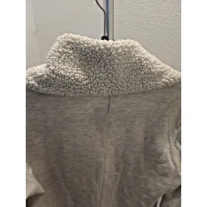 Guess Women's M Gray Sherpa Shawl Collar Moto Biker Knit Jacket Cozy Soft thumbnail 6