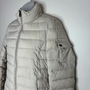Lauren Ralph Lauren Puffer Zip Up Jacket Coat size XS Cream hidden hood thumbnail 3