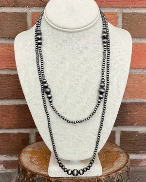 Navajo Style Pearl Graduated Double Layer Necklace thumbnail 1