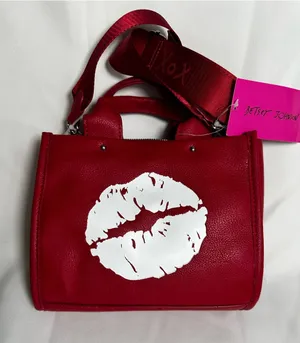 Betsey Johnson Red Crossbody Bag with White Lip Print thumbnail 1