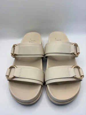 A New Day Women’s Cream Platform Slide Sandals Gold Ring Minimalist Y2K Chic 6.5 thumbnail 3