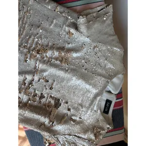 Fabrik Champagne Rose Gold Sequin Top Small Short Sleeve Party Holiday thumbnail 4
