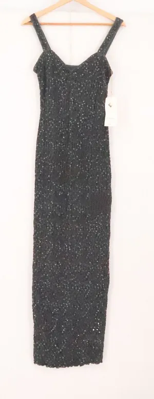 Sara Mique Sequin Stretch Maxi Dress Womens Size S Slate Grey 90s Minimalist thumbnail 1