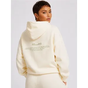 MESHKI Oversized Cream Graphic Hoodie Fleece Streetwear Pullover Medium Cozy thumbnail 2