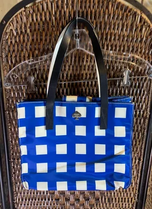 Kate Spade Berry Street Elise Tote Bag in Blue & White Checkered Pattern thumbnail 1