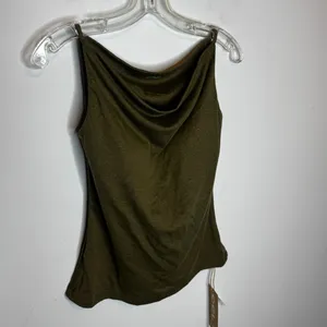 OGL Olive Green Stretch Linen Cowl Neck Tank Top Size S New thumbnail 2