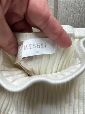 Meshki Cream Pleated Knit Maxi Skirt thumbnail 2