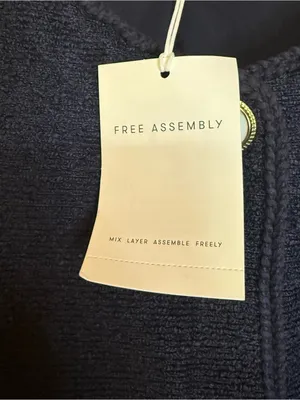 Free Assembly Nubby Collarless Crew Neck Jacket Size XL (16-18) Navy Blue thumbnail 7