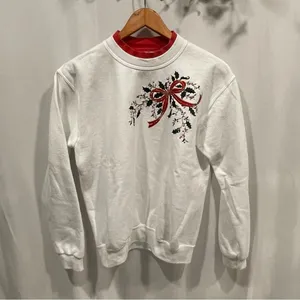 Vintage? 80’s-90’s style white mock neck holiday christmas sweatshirt thumbnail 1