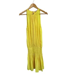 Ramy Brook Paris Blouson Yellow mini Dress Sleeveless Smocked size Medium $345‎ thumbnail 2