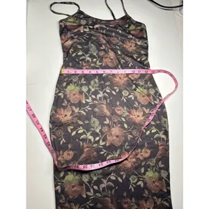 ROMWE Floral Lace Hem Maxi Slip Dress XS 90s Vintage Grunge Academia Cottagecore thumbnail 7